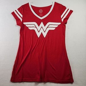 Wonder Woman DC Comics Originals Red White Ringer T Shirt V Neck Juniors 2XL
